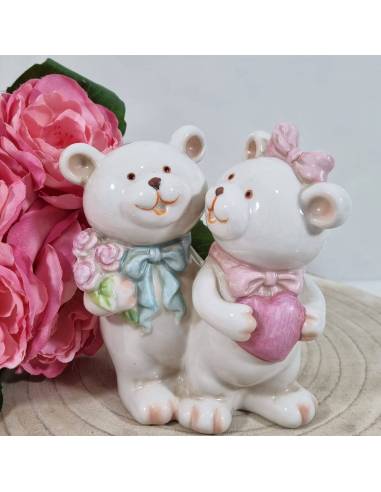 Bomboniere matrimonio orsetti innamorati in ceramica