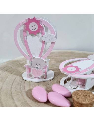 Economico scatoline portaconfetti nascita femmina orsetto legno