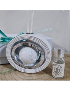 Bomboniera mappamondo profumatore argentato e bianco