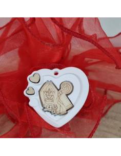 Cuore gessetto pendente per bomboniere cresima