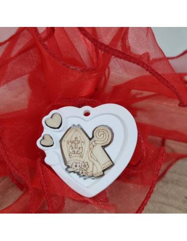 Cuore gessetto pendente per bomboniere cresima