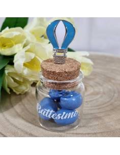 Vasetti bomboniere Battesimo maschietto mongolfiera spillone