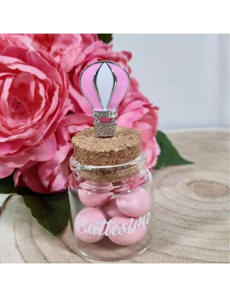 Vasetti bomboniere Battesimo femmina mongolfiera spillone