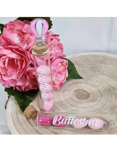 Provette bomboniere Battesimo femmina mongolfiera spillone