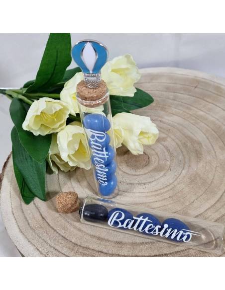 Provette bomboniere Battesimo maschietto mongolfiera spillone