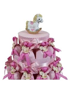 Sacchetti Battesimo bimba cavalluccio gessetto colorato torta portasacchetti