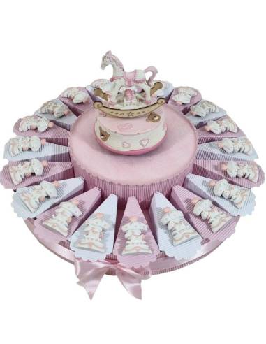 Torta bomboniere nascita bimba giostra calamite carillon