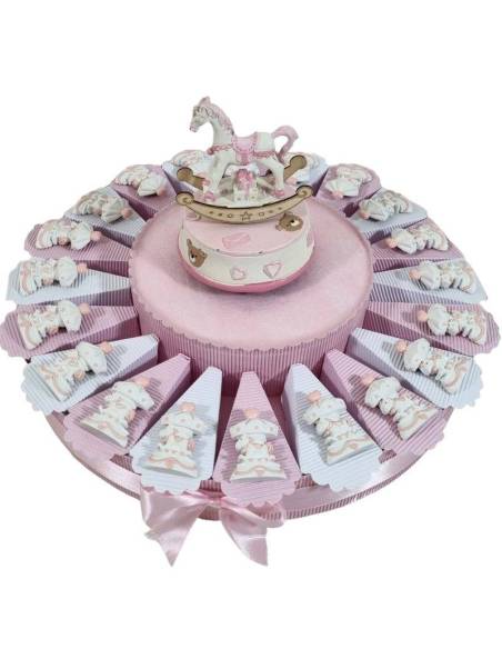 Torta bomboniere nascita bimba giostra calamite carillon
