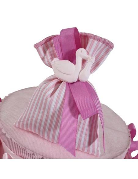 Sacchetti portaconfetti nascita bimba in tessuto a righe rosa