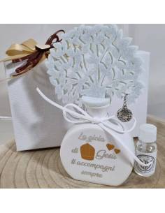 Albero della vita bomboniera profumatore ambiente Cresima charm mappamondo