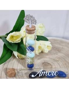 Bomboniere matrimonio con provette di vetro albero della vita spillone