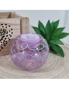 Candele bomboniere portacandele lilla complete di confezione