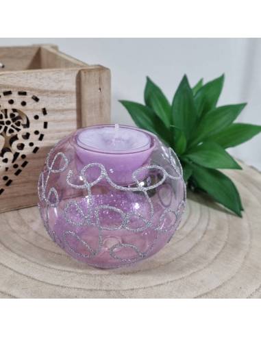 Candele bomboniere portacandele lilla complete di confezione