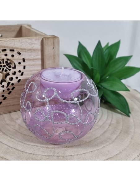 Candele bomboniere portacandele lilla complete di confezione