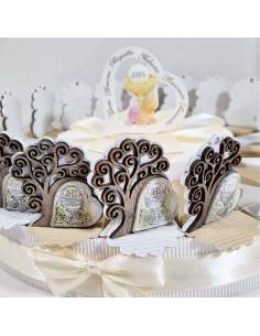 Torta bomboniere Comunione albero della vita cuore calice magnete