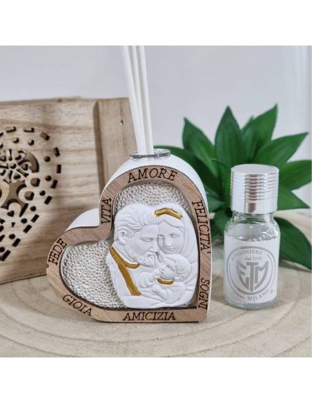 Bomboniere Battesimo profumatori cuore Sacra Famiglia