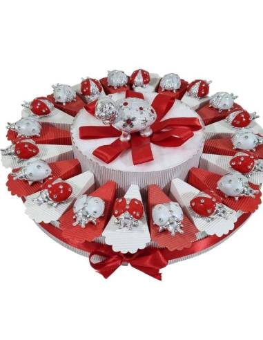 Torta bomboniere Cresima maschio e  femmina coccinella rossa
