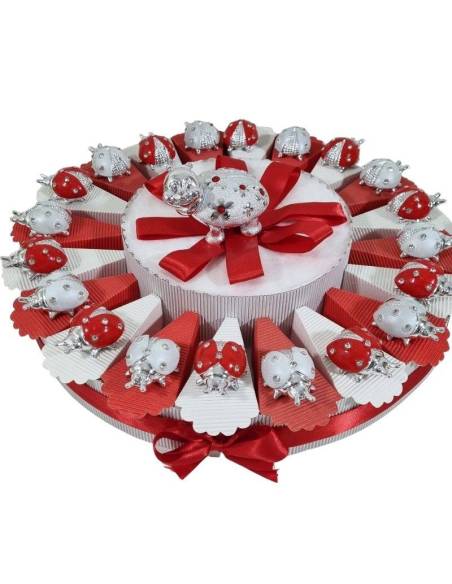 Torta bomboniere Cresima maschio e  femmina coccinella rossa