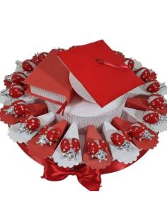 Torta bomboniere laurea coccinella rossa confetti rossi