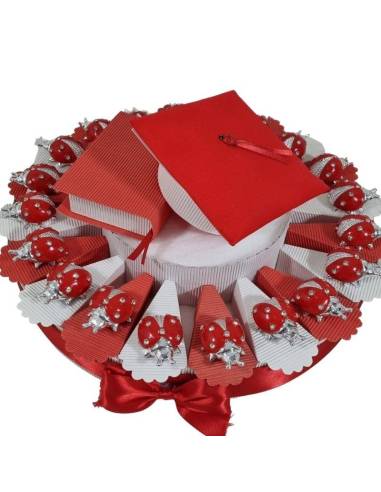Torta bomboniere laurea coccinella rossa confetti rossi