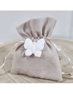 Bomboniere sacchetti portaconfetti camoscio farfalla gessetto