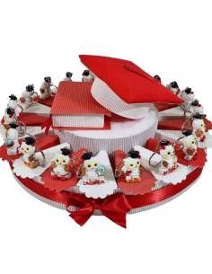 Torta bomboniere laurea gufo portachiavi tocco nero in testa