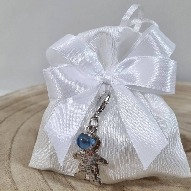 Bomboniere Battesimo gioiello bimba con perla celeste