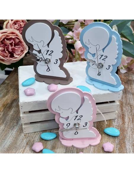 Bomboniere angeli orologio in legno in vari colori