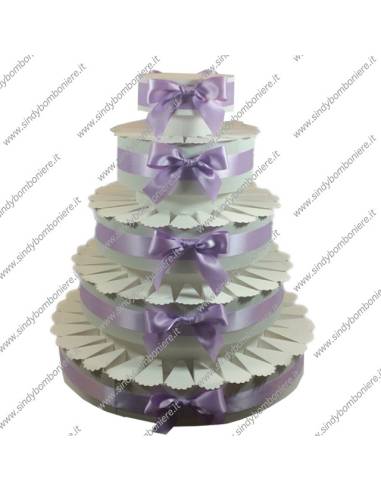 STRUTTURA TORTA BOMBONIERA 90 FETTE MONOCOLORE PORTACONFETTI FAI DA TE CONFEZIONE