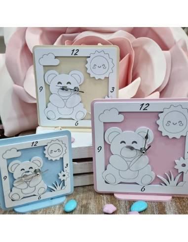 Bomboniere orsetto orologio in legno design moderno