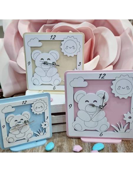 Bomboniere orsetto orologio in legno design moderno