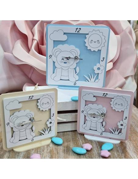 Bomboniere re leone orologio Battesimo design moderno