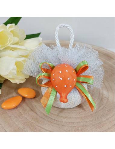 Bomboniere saponette Comunione palloncino arancione calamite ceramica