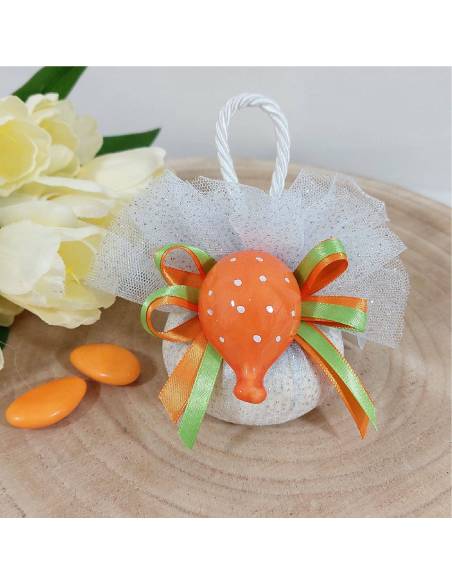 Bomboniere saponette Comunione palloncino arancione calamite ceramica