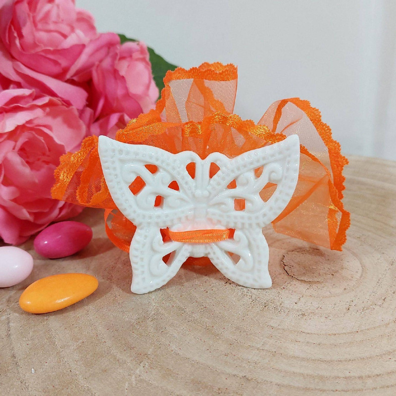Bomboniere farfalle bianche in ceramica complete