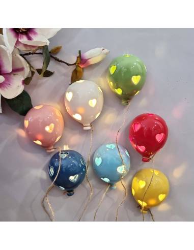 Palloncini ceramica da appendere luce led cuori