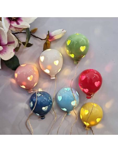 Palloncini ceramica da appendere luce led cuori