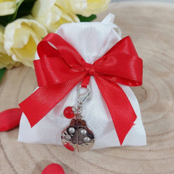 Bomboniere coccinella gioiello perla in pietra rossa