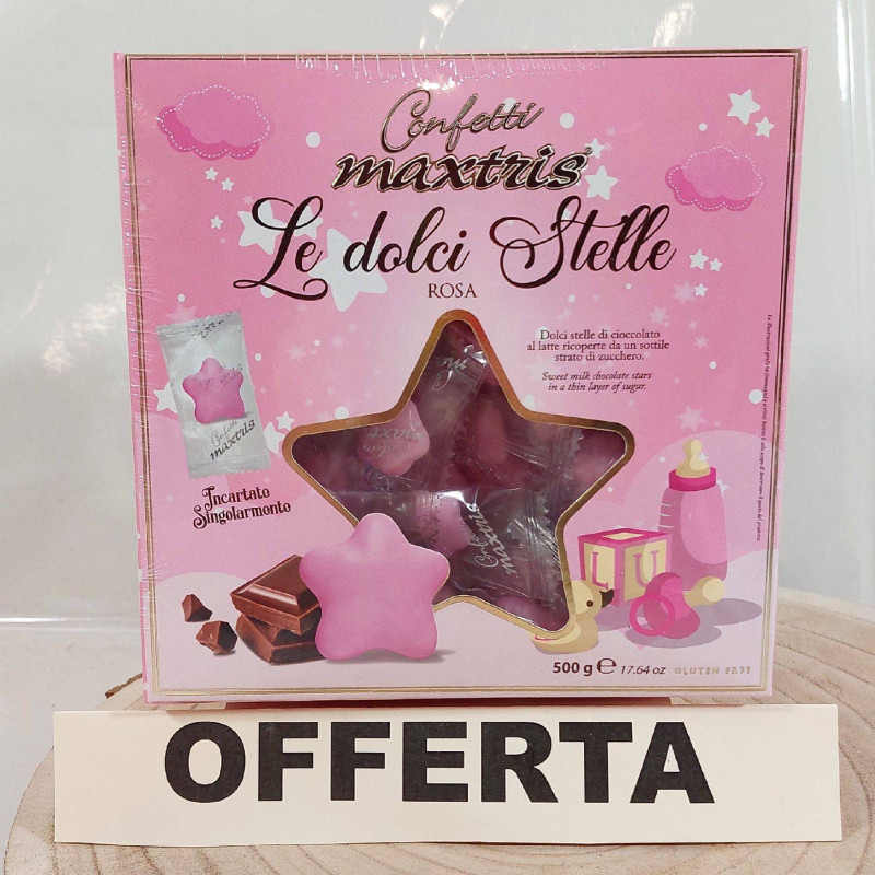 Confetti nascita rosa Maxtris stelle imbustate singolarmente