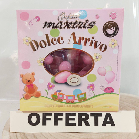 Confetti singoli per nascita bimba mandorla al cioccolato