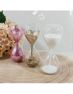 Clessidra bomboniere sabbia glitter rosa oro o bianca