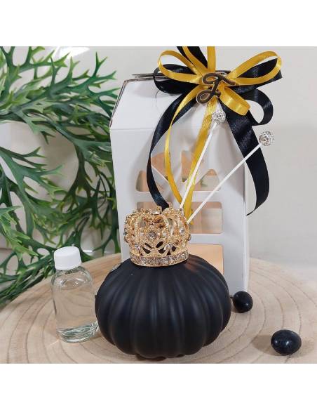 Diffusori bomboniere principessa bolla nera corona dorata