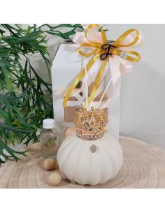 Bomboniere profumatori eleganti ampolla avorio corona oro