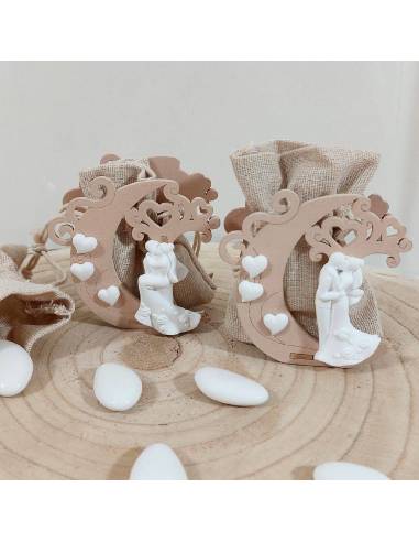 Scatoline portaconfetti matrimonio luna con sposi romantici