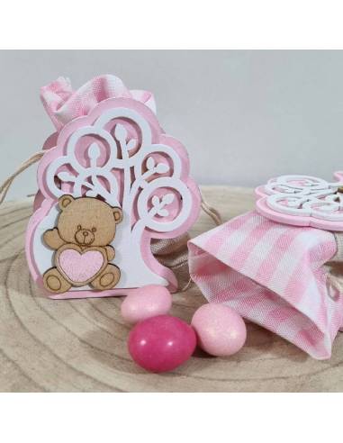 Scatole portaconfetti Battesimo albero della vita orsetto cuore