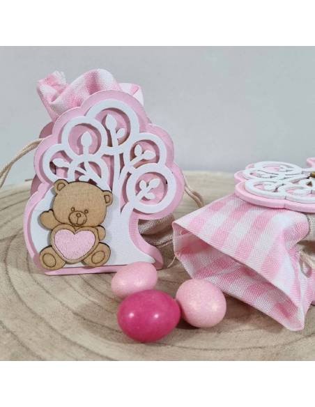 Scatole portaconfetti Battesimo albero della vita orsetto cuore
