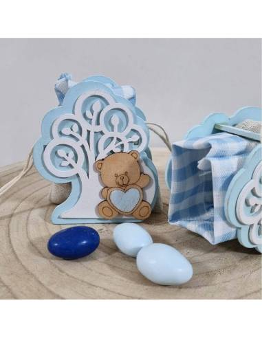 Scatole portaconfetti Battesimo albero della vita orsetto cuore