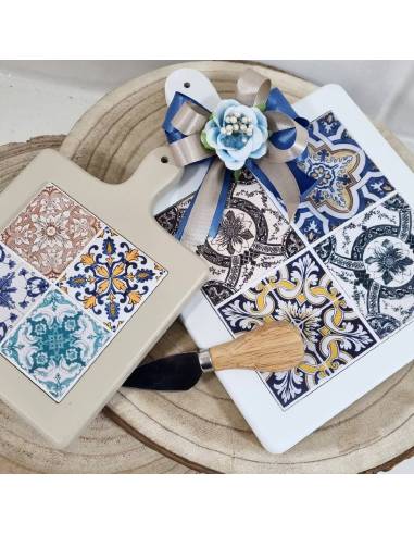 Bomboniere matrimonio utili tagliere decoro stile maiolica