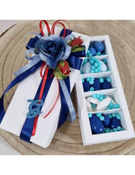 Scatole con divisori per confetti bomboniere tonalità blu