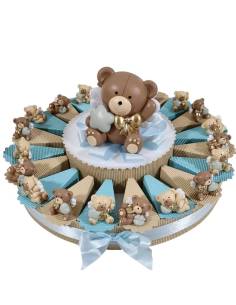 Torta bomboniere orsetti fiocco dorato